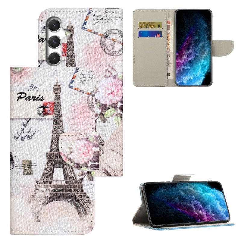 Etui Folio Samsung Galaxy S26 Wieża Eiffla W Stylu Vintage