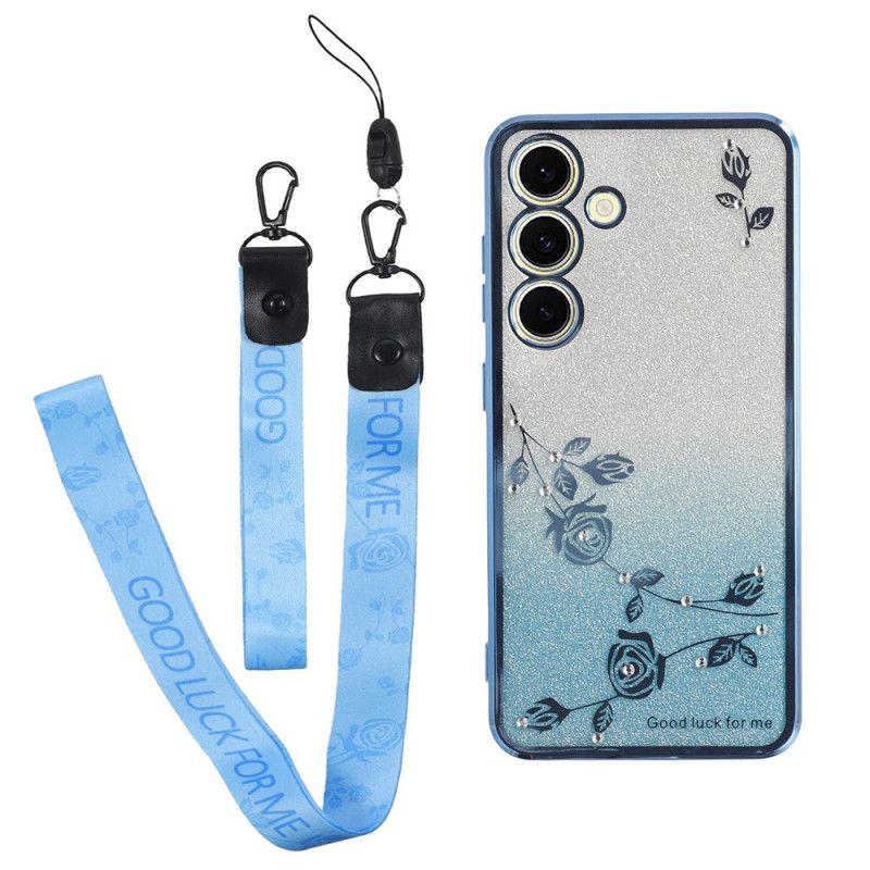 Etui Samsung Galaxy S26 Kwiaty I Kryształki Z Paskiem Kadem