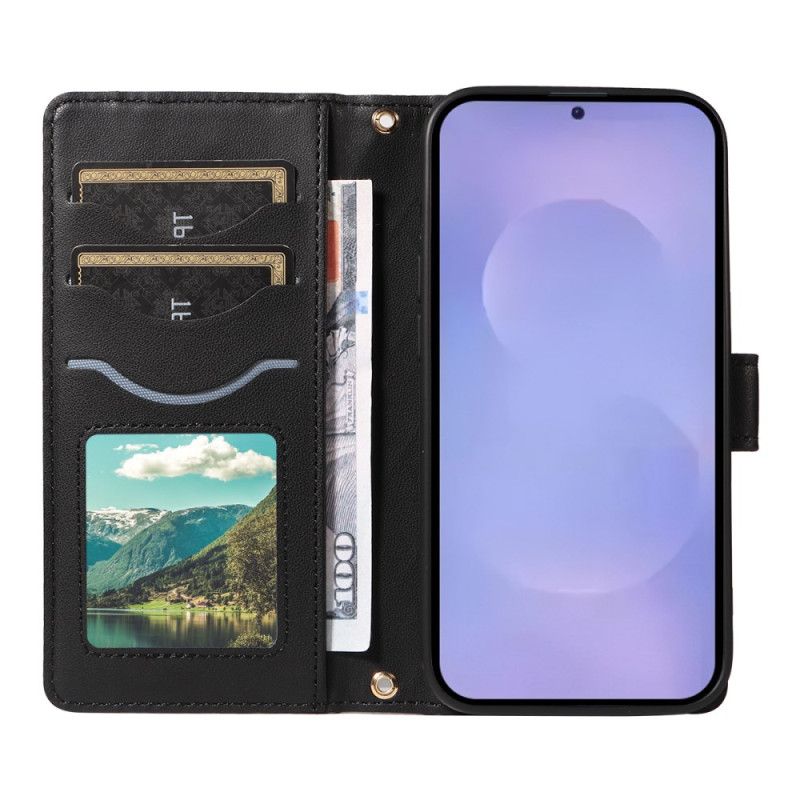 Skórzany Futerał Samsung Galaxy S26 Etui Na Telefon Pikowane Z Paskami