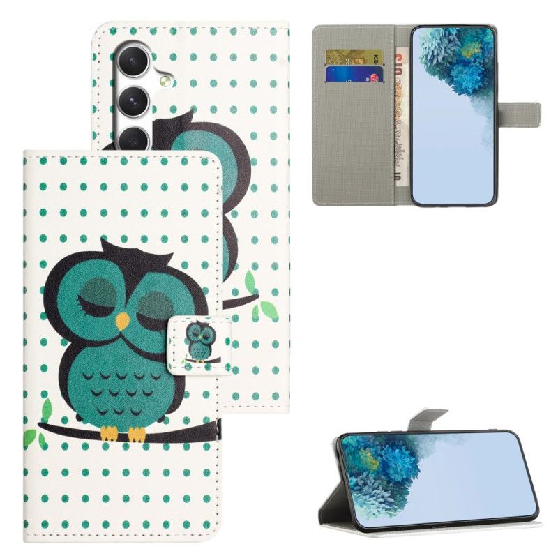 Skórzany Futerał Samsung Galaxy S26 Etui Na Telefon Śpiąca Sowa