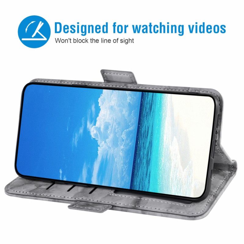 Skórzany Futerał Samsung Galaxy S26 Etui Na Telefon Wzór Marmurkowy I Podwójne Zapięcie