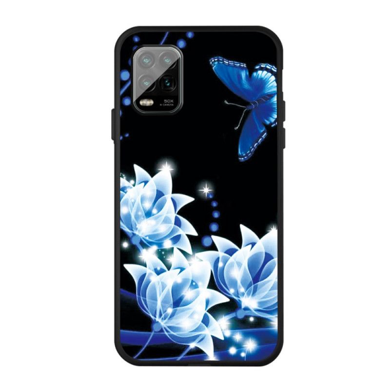 Futerały Xiaomi Mi 10 Lite Etui na Telefon Motyle I Niebieskie Kwiaty