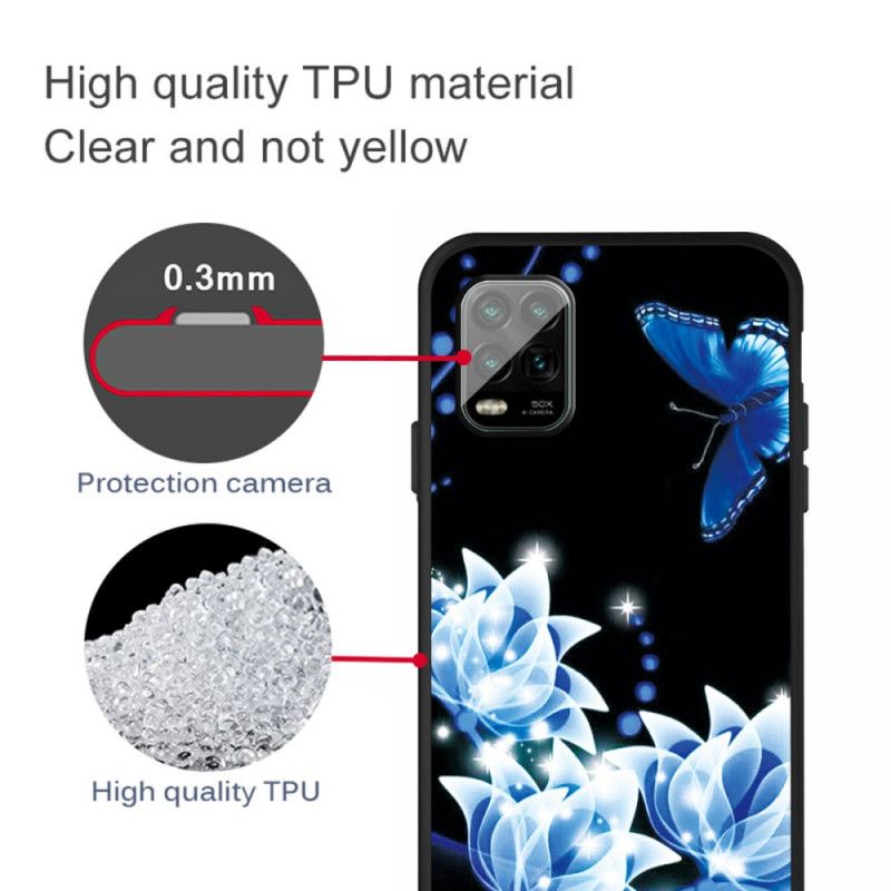 Futerały Xiaomi Mi 10 Lite Etui na Telefon Motyle I Niebieskie Kwiaty