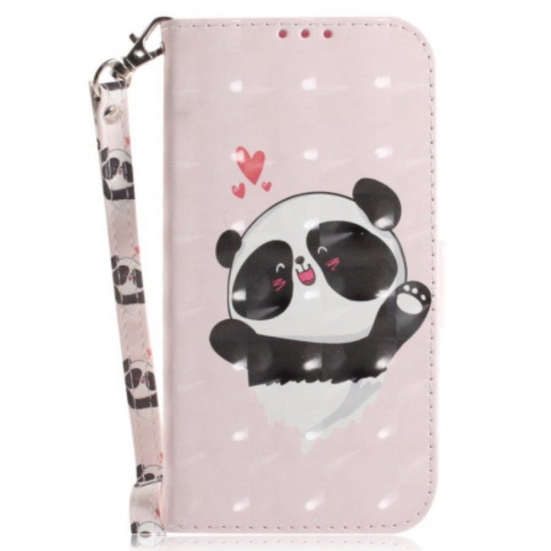 Etui Folio do Xiaomi 12 / 12X z Łańcuch Panda Love Ze Smyczą