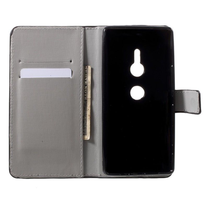 Etui Folio Sony Xperia XZ2 Niebieski Motyl Etui Ochronne