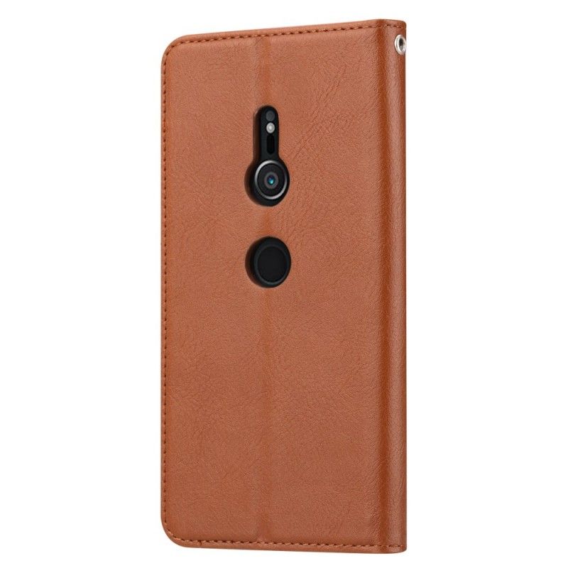Flip Kotelot Sony Xperia XZ2 Brązowy Czarny Etui Na Karty Ze Sztucznej Skóry