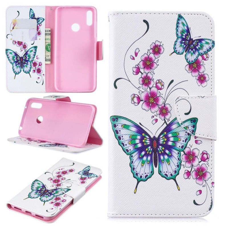 Etui Folio Huawei Y7 2019 Cudowne Motyle Etui Ochronne