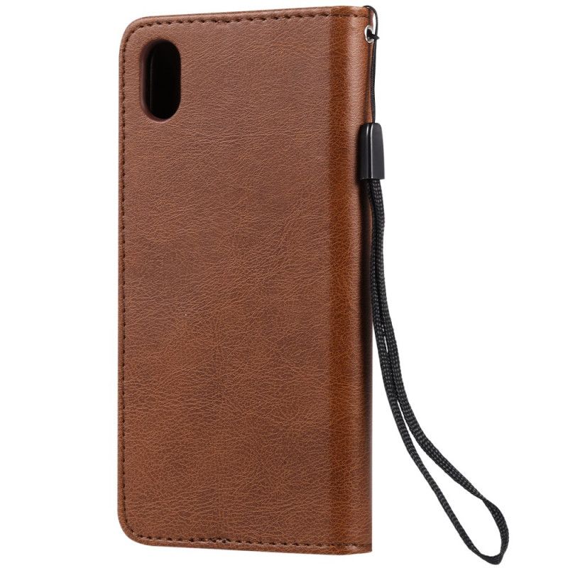 Etui Folio Huawei Y7 2019 Czerwony Czarny Efekt Kolorowej Skóry Z Paskiem Etui Ochronne
