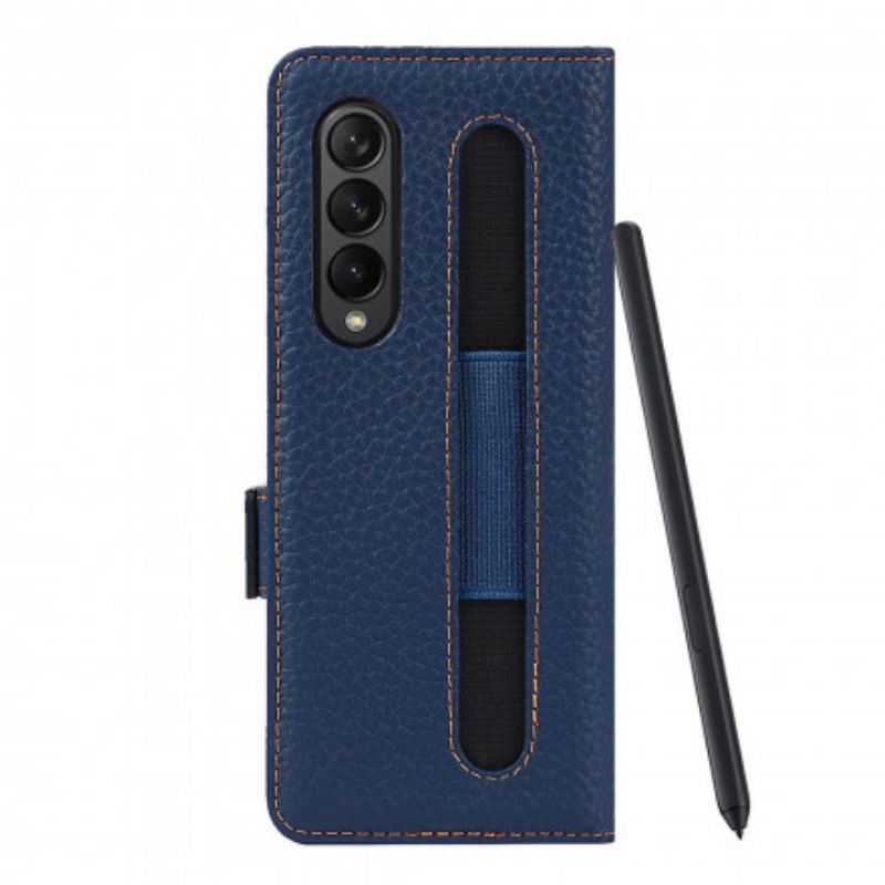 Etui Folio Do Samsung Galaxy Z Fold 3 5g Oryginalna Skóra Litchi