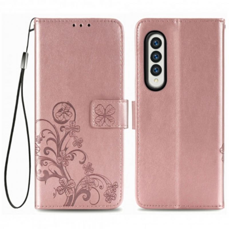 Etui Folio Samsung Galaxy Z Fold 3 5g Kwiaty Z Paskiem Etui Ochronne