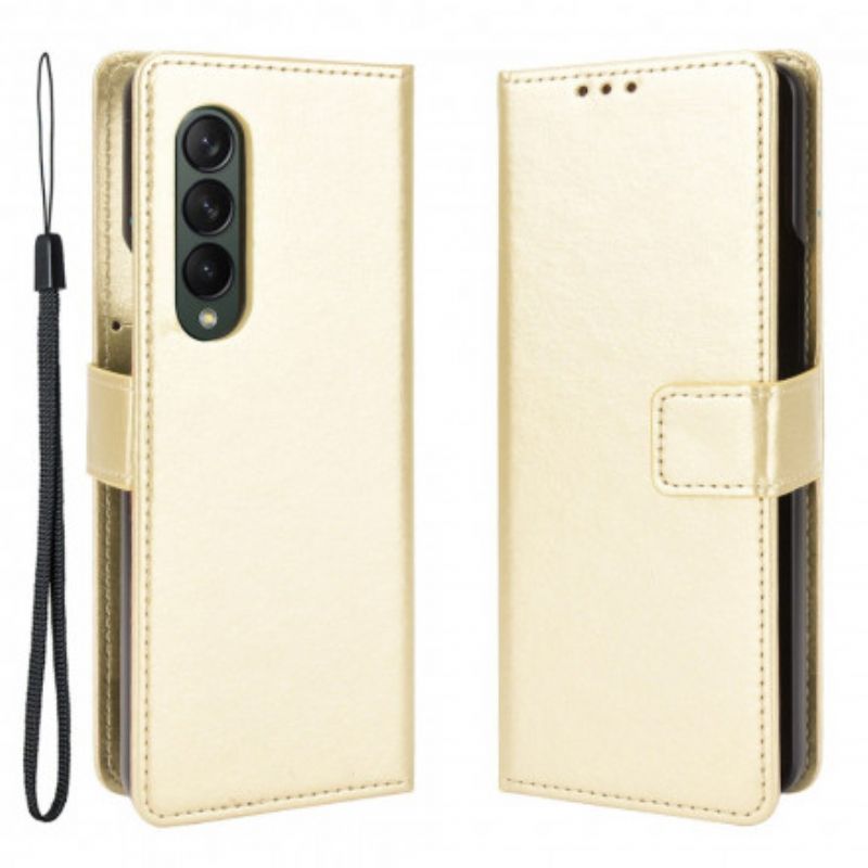 Obudowa Samsung Galaxy Z Fold 3 5g Etui Na Telefon Błyszcząca Sztuczna Skóra