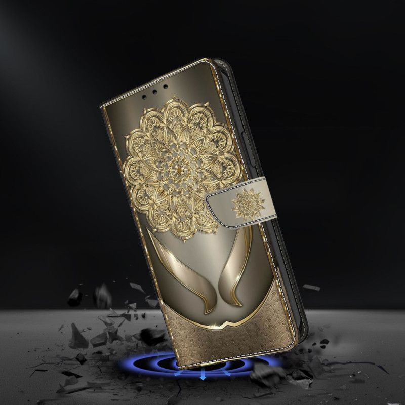 Etui Folio Do Google Pixel 10 / 10 Pro Lśniące Złote Kwiaty