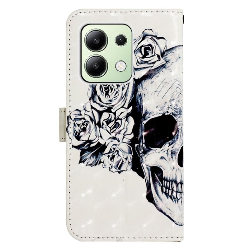 Etui Folio Do Xiaomi Redmi Note 13 4g Kwiatowa CZaszka Z Paskiem
