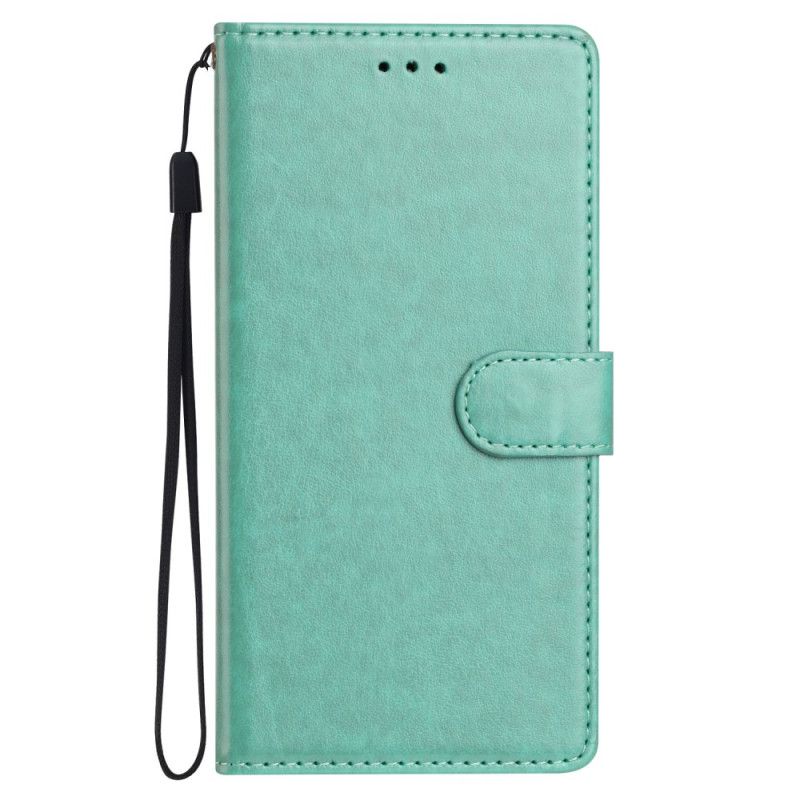 Etui Folio Do Xiaomi Redmi Note 14 Pro 5g Gładka Sztuczna Skóra Z Paskiem