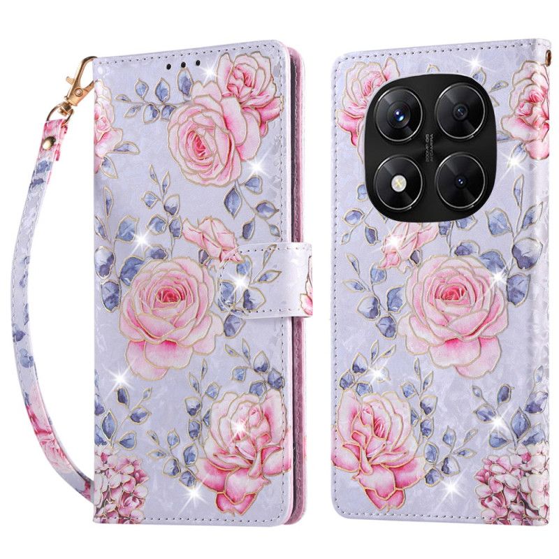 Etui Folio Xiaomi Redmi Note 14 Pro 5g Kwiatowy Wzór Blokujący Rfid Etui Ochronne