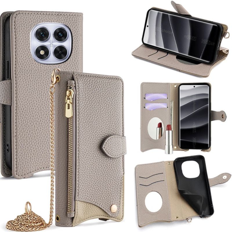 Etui Folio Xiaomi Redmi Note 14 Pro 5g Portfel Z Łańcuszkiem Etui Ochronne