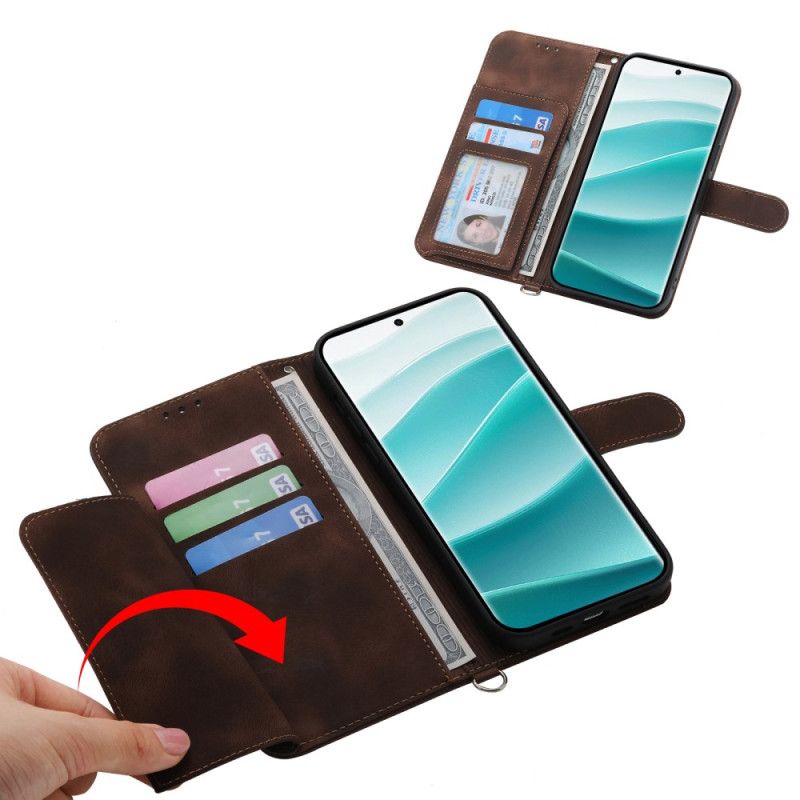 Etui Folio Xiaomi Redmi Note 14 Pro 5g Wzór Koronki Z Paskiem I Paskiem Na Ramię Etui Ochronne