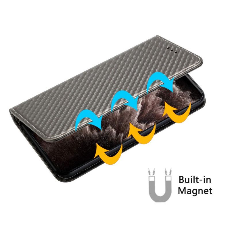 Flip Kotelot Xiaomi Redmi Note 14 Pro 5g Włókno Węglowe Z Paskiem