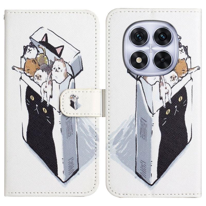 Skórzany Futerał Xiaomi Redmi Note 14 Pro 5g Etui Na Telefon Koty W Pudełku