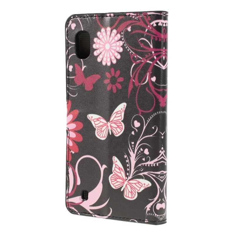 Pokrowce Samsung Galaxy A10 Biały Czarny Motyle I Kwiaty