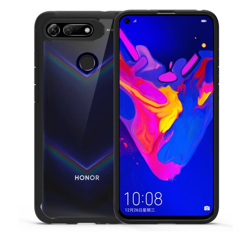 Etui Honor View 20 Czerwony Czarny Przezroczyste. Odporne Na Uderzenia Krawędzie