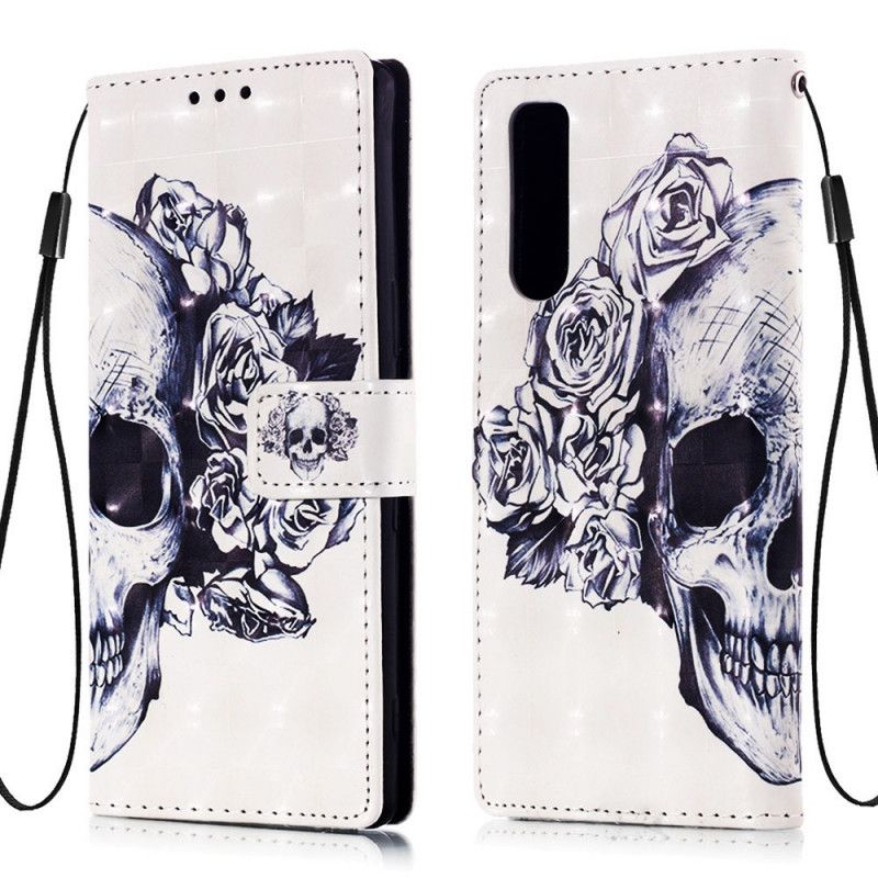 Etui Folio Sony Xperia 5 Kwiecista Czaszka Etui Ochronne