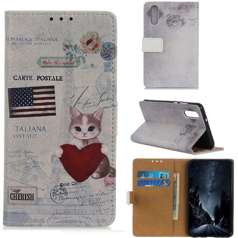 Etui Folio Sony Xperia 5 Podróżujący Kot