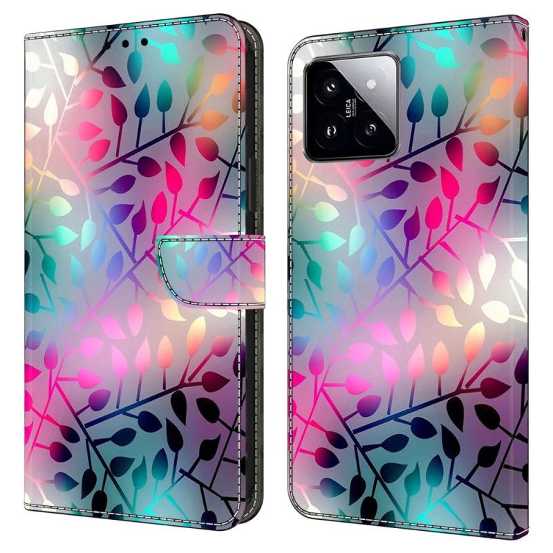 Skórzany Futerał Xiaomi 14 Etui Na Telefon Liście Klonu