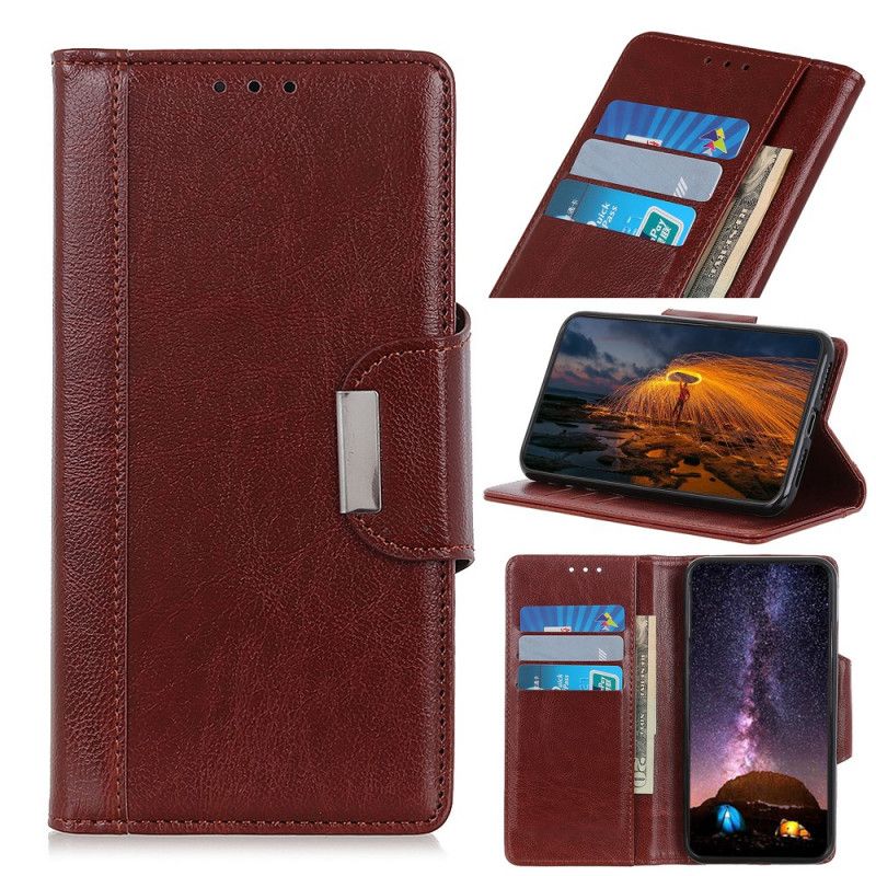 Etui Folio Samsung Galaxy Note 10 Lite Biały Czarny Zamknięcie Eleganckie Ze Sztucznej Skóry