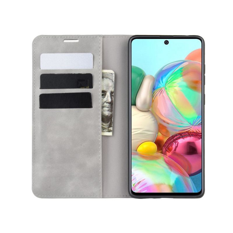 Flip Kotelot Samsung Galaxy Note 10 Lite Szary Czarny Elegancki Efekt Skóry Etui Ochronne