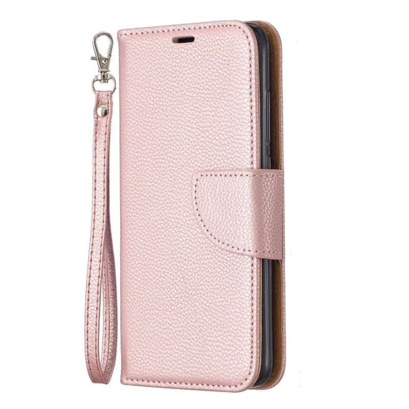 Etui Folio Xiaomi Redmi 7A Ciemnoniebieski Magenta Efekt Kolorowej Skóry Liczi Z Paskiem