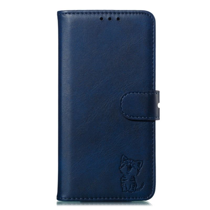 Etui Folio Xiaomi Redmi 7A Szary Czarny Imitacja Skóry Dla Kota