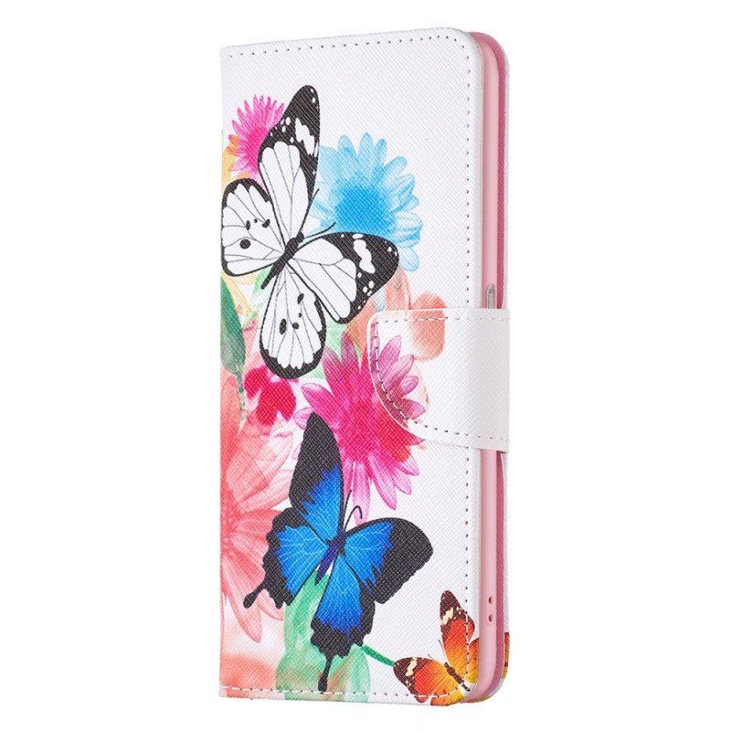 Etui Folio do Realme C35 Kwiaty Motyle