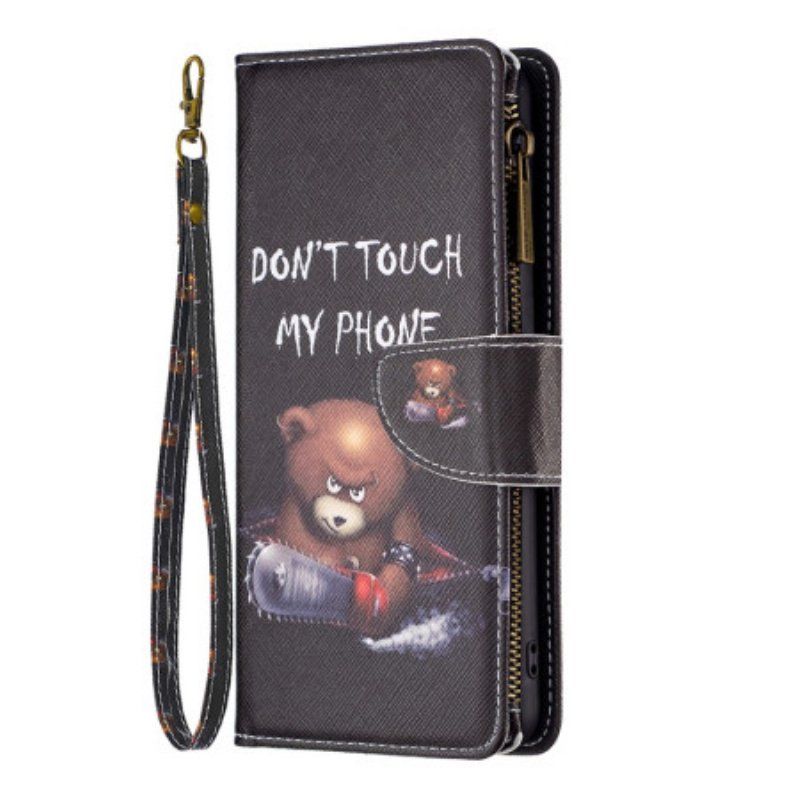 Etui Folio do Realme C35 z Łańcuch Zapinana Na Zamek Saszetka Dangerous Bear Z Paskami