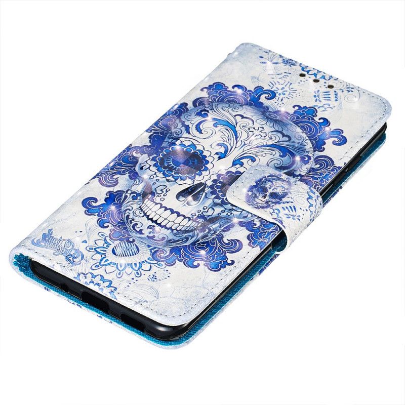 Skórzany Futerał Samsung Galaxy S20 Plus / S20 Plus 5G Etui na Telefon Niebieska Czaszka