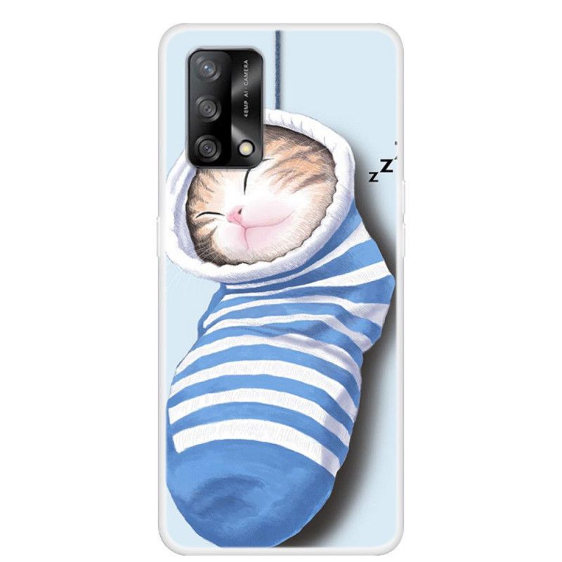 Etui Oppo A74 4g Śpiący Kotek