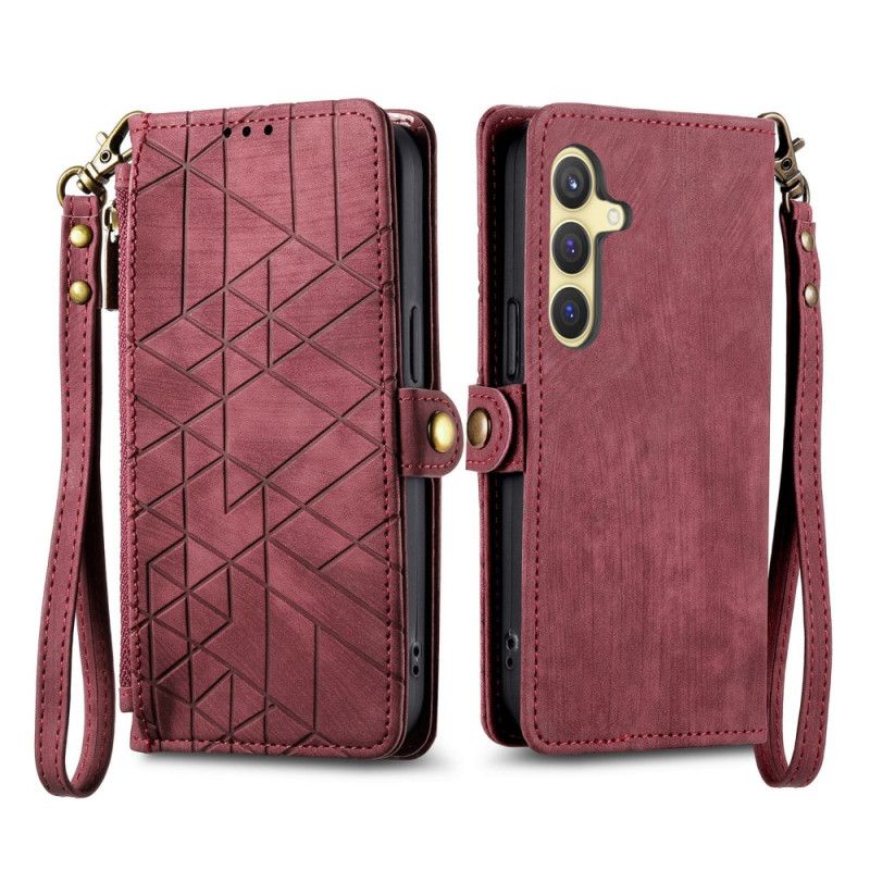 Etui Folio Samsung Galaxy S25 5g Geometryczny Portfel Z Efektem Zamszu
