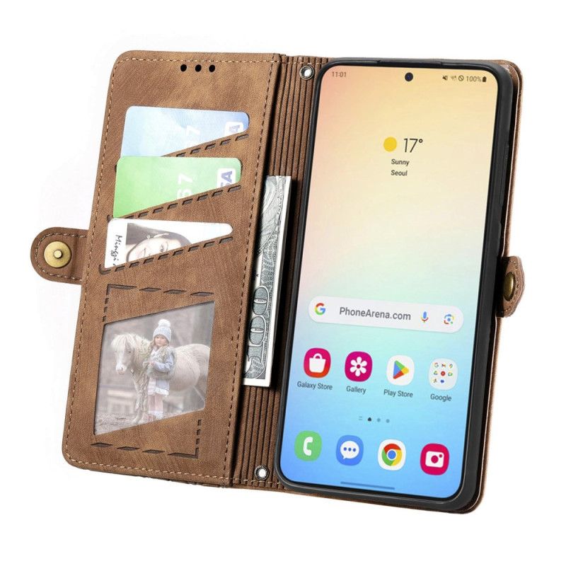 Etui Folio Samsung Galaxy S25 5g Geometryczny Portfel Z Efektem Zamszu