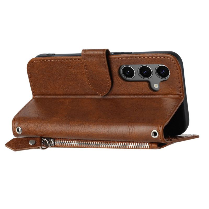 Etui Folio Samsung Galaxy S25 5g Kieszeń Na Zamek Pasek I Pasek Na Ramię Etui Ochronne