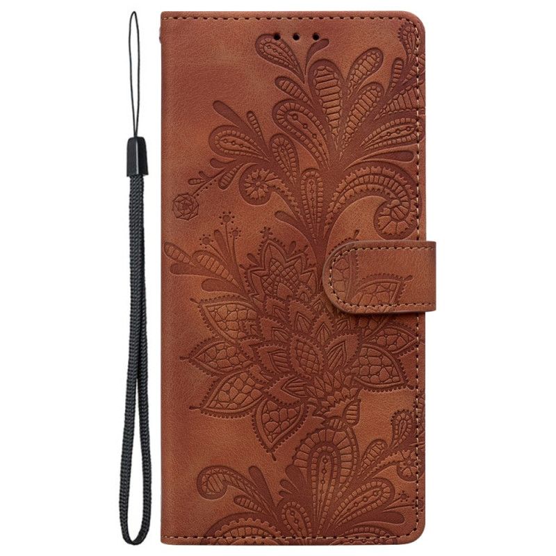 Etui Folio Samsung Galaxy S25 5g Kwiatowy Wzór Koronki Etui Ochronne