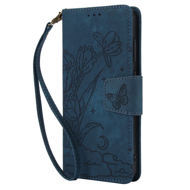 Etui Folio Samsung Galaxy S25 5g Kwiatowy Wzór Z Efektem Zamszu Etui Ochronne