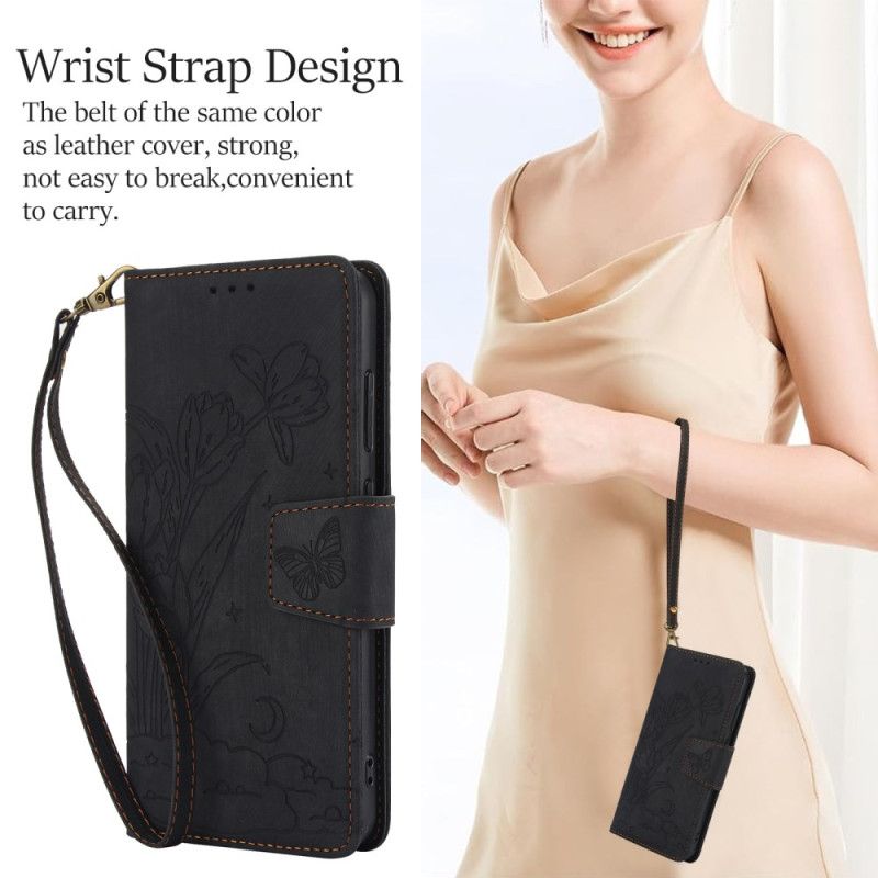 Etui Folio Samsung Galaxy S25 5g Kwiatowy Wzór Z Efektem Zamszu Etui Ochronne