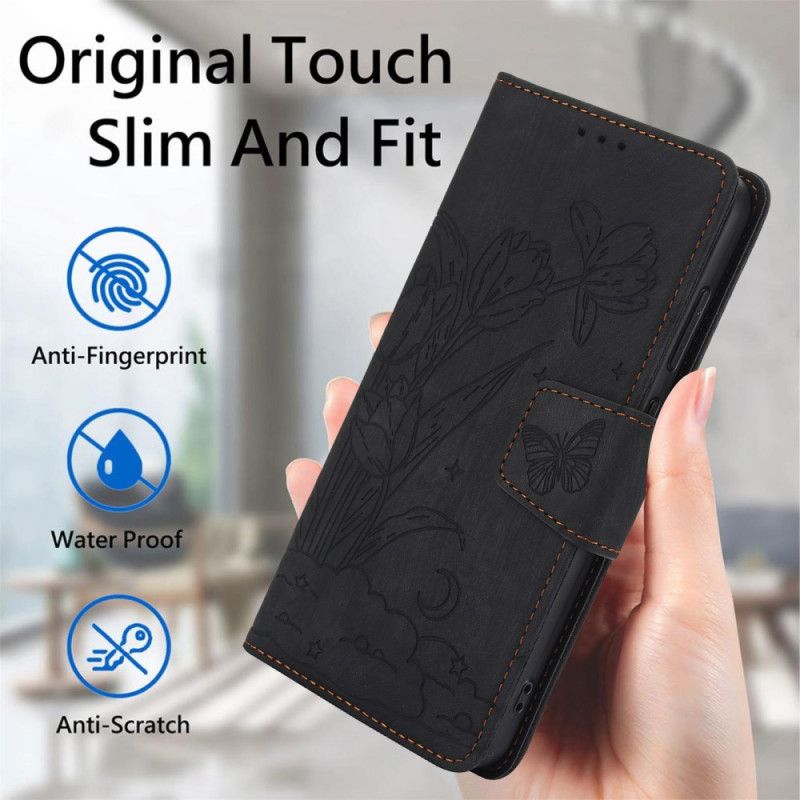 Etui Folio Samsung Galaxy S25 5g Kwiatowy Wzór Z Efektem Zamszu Etui Ochronne