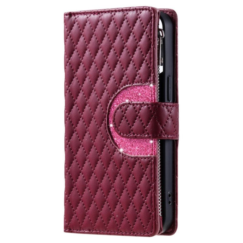 Etui Folio Samsung Galaxy S25 5g Pikowany Portfel Z Zamkiem Błyskawicznym