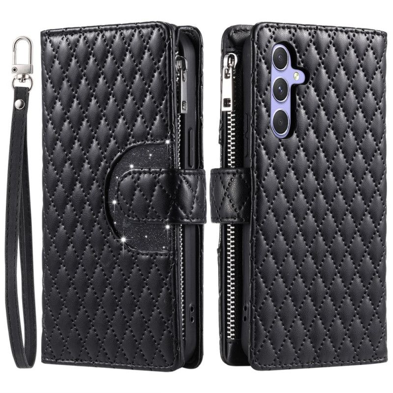 Etui Folio Samsung Galaxy S25 5g Pikowany Portfel Z Zamkiem Błyskawicznym