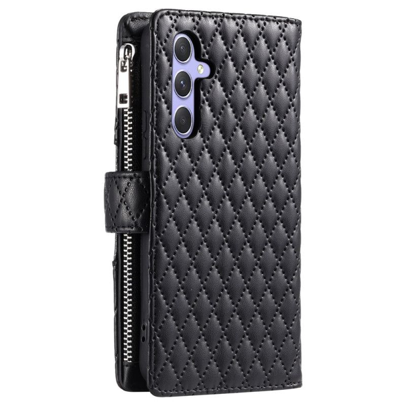Etui Folio Samsung Galaxy S25 5g Pikowany Portfel Z Zamkiem Błyskawicznym