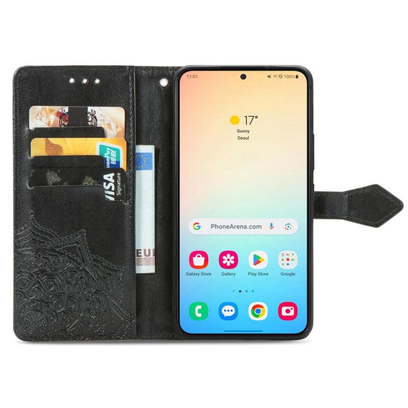 Etui Folio Samsung Galaxy S25 5g Smycz Z Barokową Mandalą Etui Ochronne
