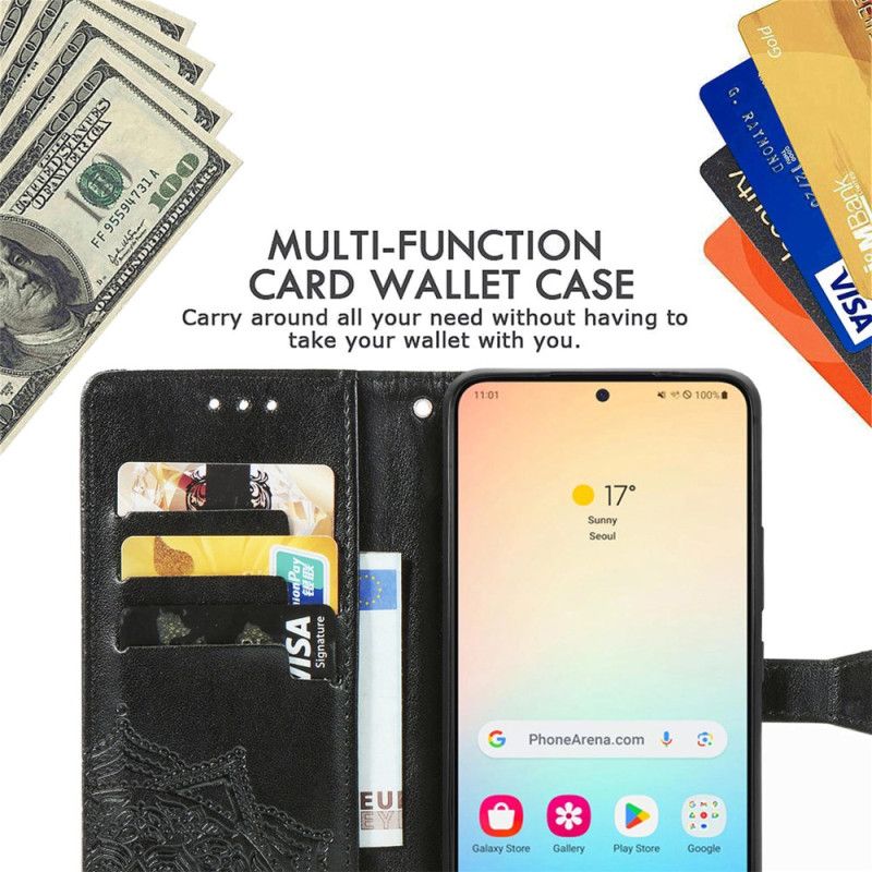 Etui Folio Samsung Galaxy S25 5g Smycz Z Barokową Mandalą Etui Ochronne