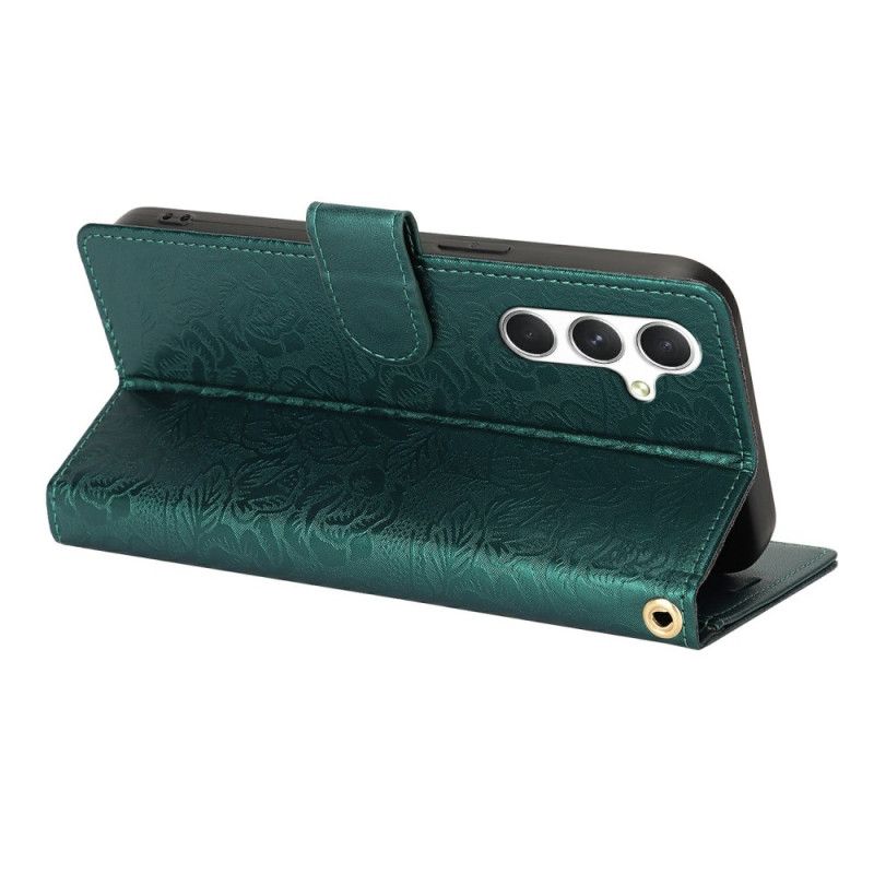 Etui Folio Samsung Galaxy S25 5g Smycz Z Kwiatowym Nadrukiem