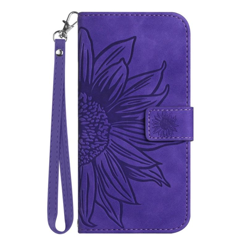 Etui Folio Samsung Galaxy S25 5g Wzór Słonecznika Z Paskiem Etui Ochronne